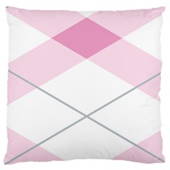 Tablecloth Stripes Diamonds Pink Large Flano Cushion Case (two Sides) by Nexatart