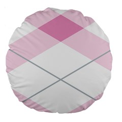 Tablecloth Stripes Diamonds Pink Large 18  Premium Flano Round Cushions by Nexatart