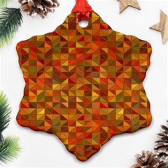 Gold Mosaic Background Pattern Snowflake Ornament (two Sides) by Nexatart