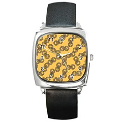 Abstract Shapes Links Design Square Metal Watch by Nexatart