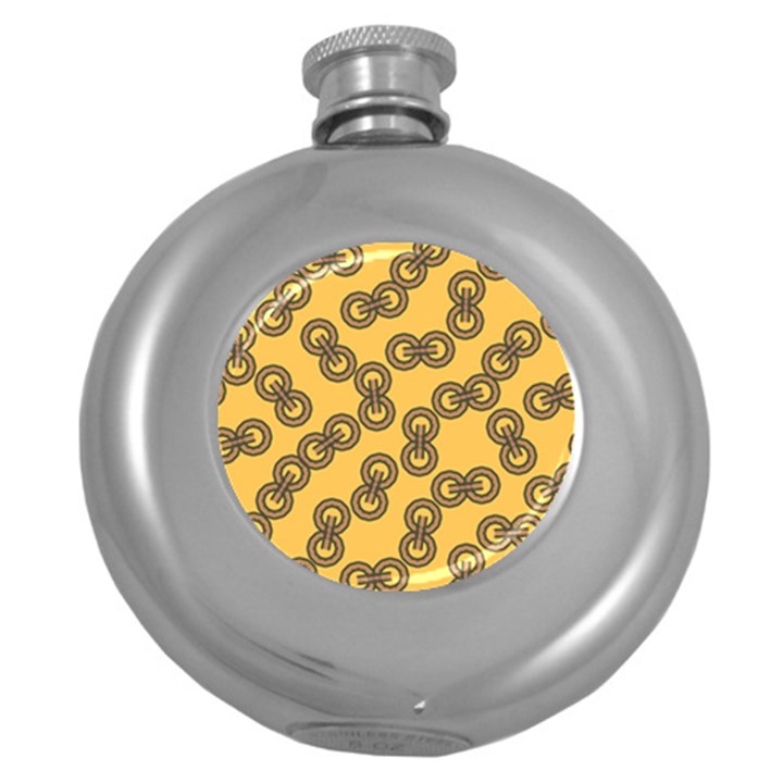 Abstract Shapes Links Design Round Hip Flask (5 oz)