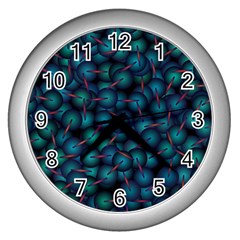 Background Abstract Textile Design Wall Clocks (silver)  by Nexatart