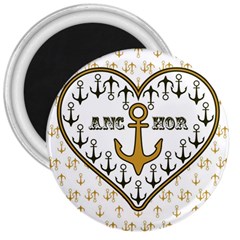 Anchor Heart 3  Magnets by Nexatart