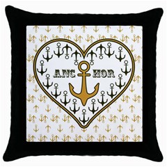 Anchor Heart Throw Pillow Case (black) by Nexatart