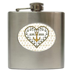 Anchor Heart Hip Flask (6 Oz) by Nexatart