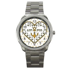 Anchor Heart Sport Metal Watch by Nexatart