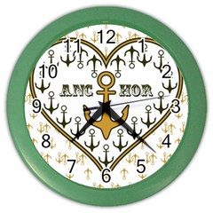 Anchor Heart Color Wall Clocks by Nexatart