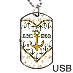 Anchor Heart Dog Tag Usb Flash (one Side) by Nexatart