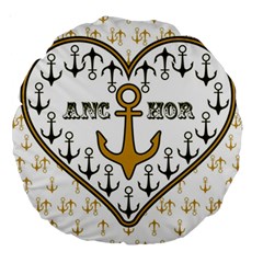 Anchor Heart Large 18  Premium Round Cushions by Nexatart