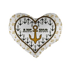 Anchor Heart Standard 16  Premium Flano Heart Shape Cushions by Nexatart