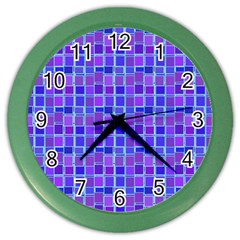 Background Mosaic Purple Blue Color Wall Clocks by Nexatart