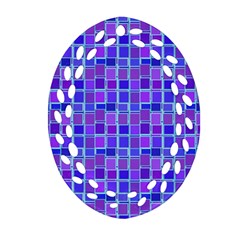 Background Mosaic Purple Blue Oval Filigree Ornament (two Sides) by Nexatart