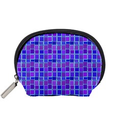 Background Mosaic Purple Blue Accessory Pouches (small)  by Nexatart