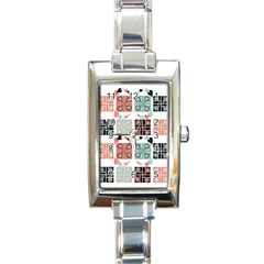 Mint Black Coral Heart Paisley Rectangle Italian Charm Watch by Nexatart