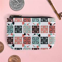 Mint Black Coral Heart Paisley Mini Coin Purses by Nexatart