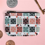 Mint Black Coral Heart Paisley Mini Coin Purses Front