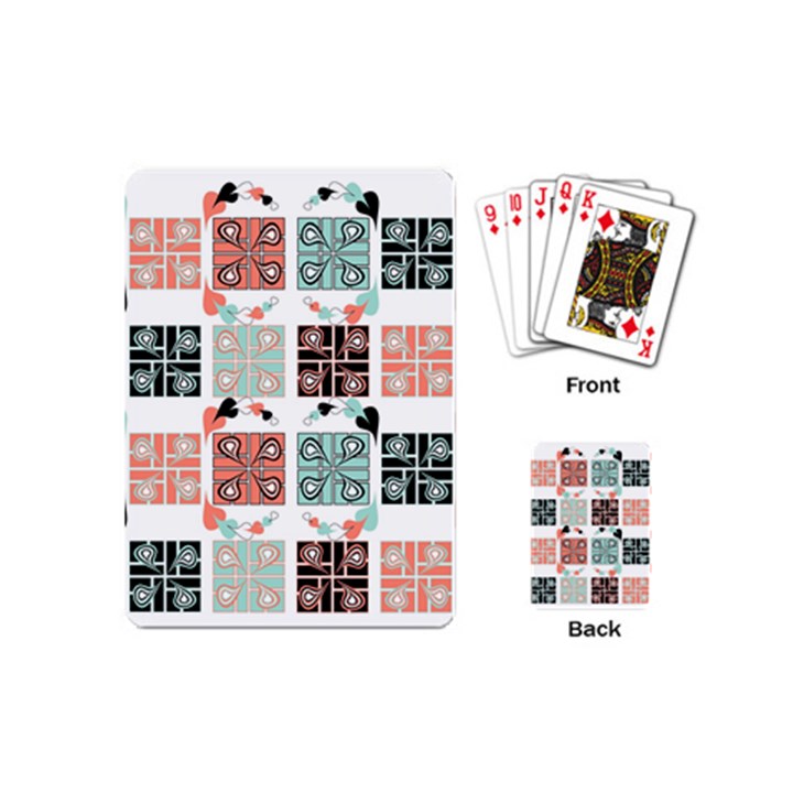 Mint Black Coral Heart Paisley Playing Cards (Mini) 