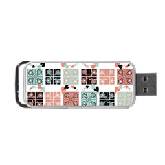 Mint Black Coral Heart Paisley Portable Usb Flash (two Sides) by Nexatart