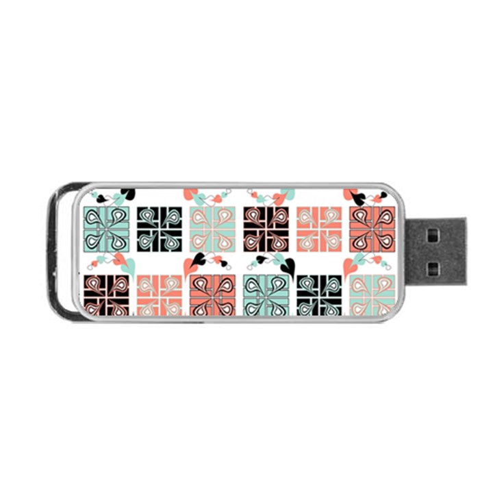 Mint Black Coral Heart Paisley Portable USB Flash (Two Sides)