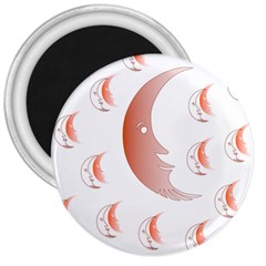 Moon Moonface Pattern Outlines 3  Magnets by Nexatart