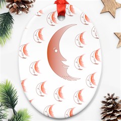 Moon Moonface Pattern Outlines Ornament (oval) by Nexatart