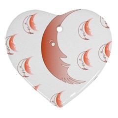 Moon Moonface Pattern Outlines Ornament (heart) by Nexatart