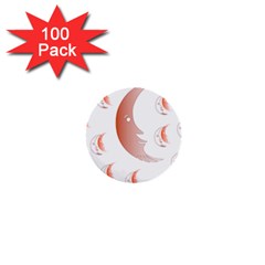 Moon Moonface Pattern Outlines 1  Mini Buttons (100 Pack)  by Nexatart