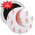 Moon Moonface Pattern Outlines 3  Magnets (10 pack)  Front