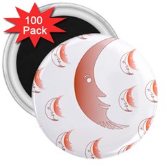 Moon Moonface Pattern Outlines 3  Magnets (100 Pack) by Nexatart