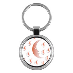 Moon Moonface Pattern Outlines Key Chains (round)  by Nexatart