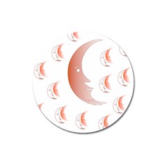 Moon Moonface Pattern Outlines Magnet 3  (round) by Nexatart