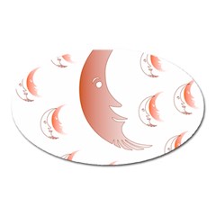 Moon Moonface Pattern Outlines Oval Magnet by Nexatart