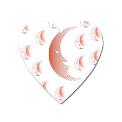 Moon Moonface Pattern Outlines Heart Magnet by Nexatart