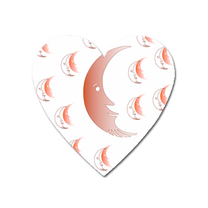 Moon Moonface Pattern Outlines Heart Magnet