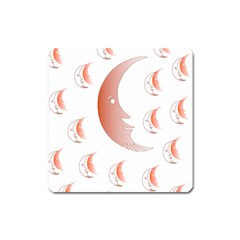 Moon Moonface Pattern Outlines Square Magnet by Nexatart