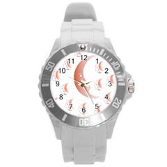 Moon Moonface Pattern Outlines Round Plastic Sport Watch (l) by Nexatart