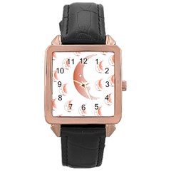 Moon Moonface Pattern Outlines Rose Gold Leather Watch  by Nexatart