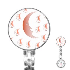 Moon Moonface Pattern Outlines Stainless Steel Nurses Watch by Nexatart