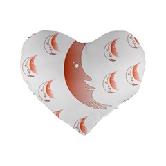 Moon Moonface Pattern Outlines Standard 16  Premium Flano Heart Shape Cushions by Nexatart