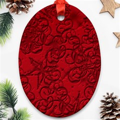 Christmas Background Red Star Oval Ornament (two Sides) by Nexatart