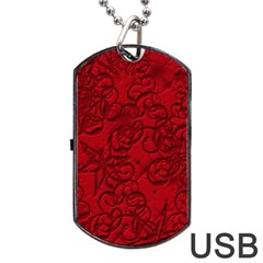 Christmas Background Red Star Dog Tag Usb Flash (two Sides) by Nexatart