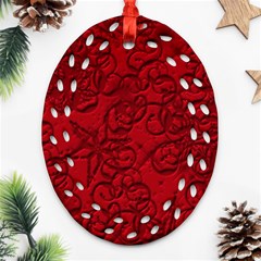 Christmas Background Red Star Ornament (oval Filigree) by Nexatart