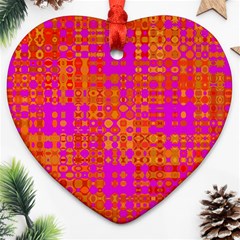 Pink Orange Bright Abstract Ornament (heart) by Nexatart