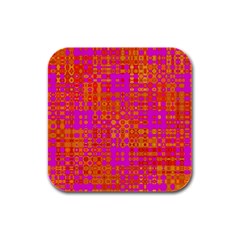 Pink Orange Bright Abstract Rubber Square Coaster (4 Pack)  by Nexatart