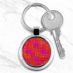 Pink Orange Bright Abstract Key Chains (round)  by Nexatart