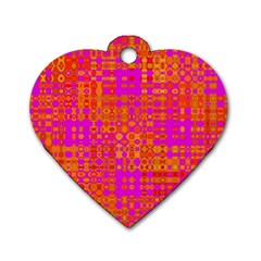 Pink Orange Bright Abstract Dog Tag Heart (two Sides) by Nexatart