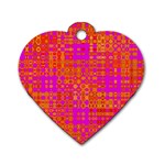 Pink Orange Bright Abstract Dog Tag Heart (Two Sides) Front