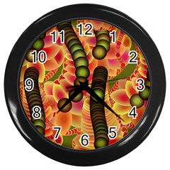 Abstract Background Digital Green Wall Clocks (Black)