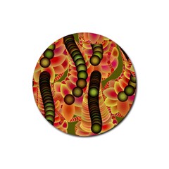 Abstract Background Digital Green Rubber Coaster (round)  by Nexatart