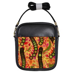 Abstract Background Digital Green Girls Sling Bags by Nexatart